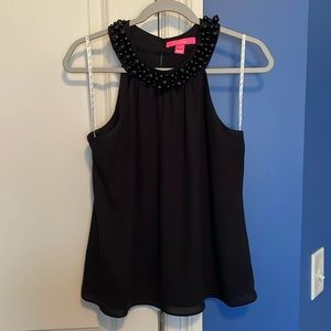 Lilly Pulitzer black beaded halter blouse size small